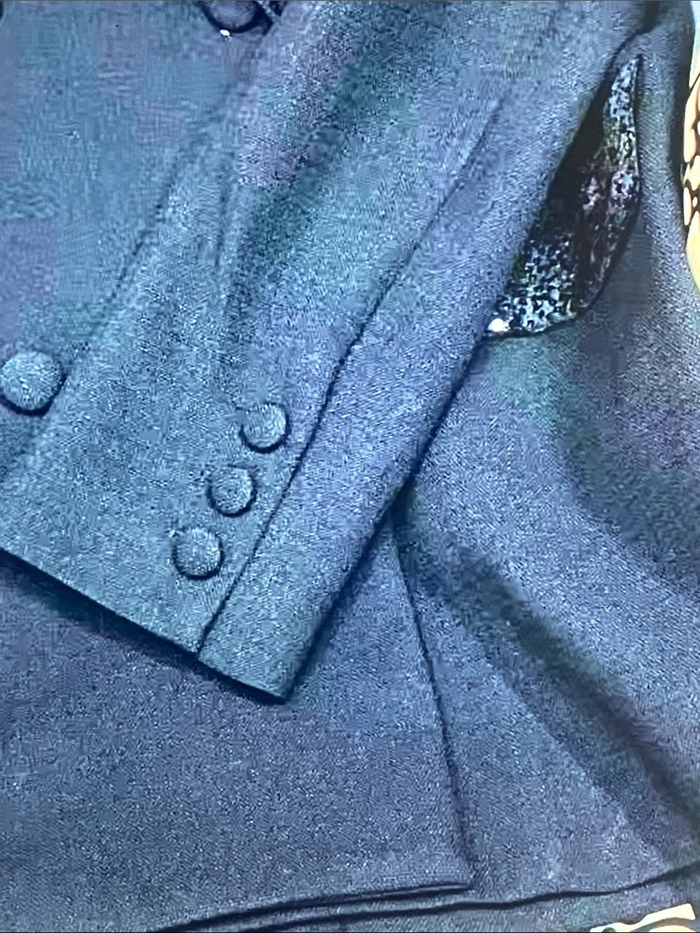 Valentino Black Sequin Lapel Double-Breasted Blazer - Picture 6 of 8
